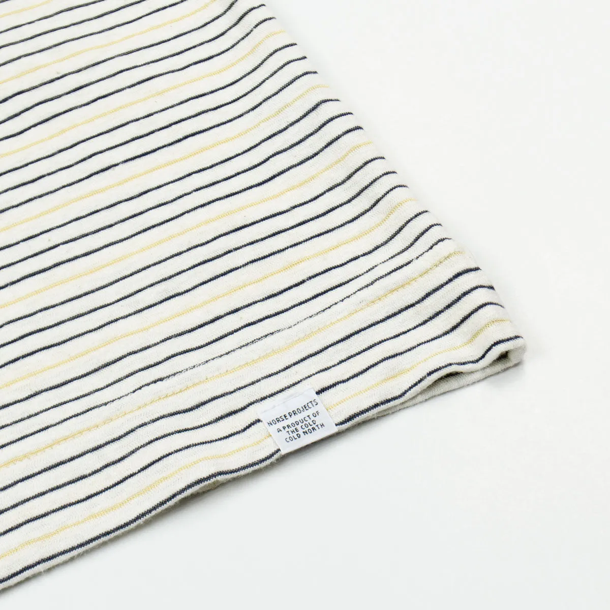 Norse Projects - James Fine Stripe T-shirt - Dried Olive / Ecru